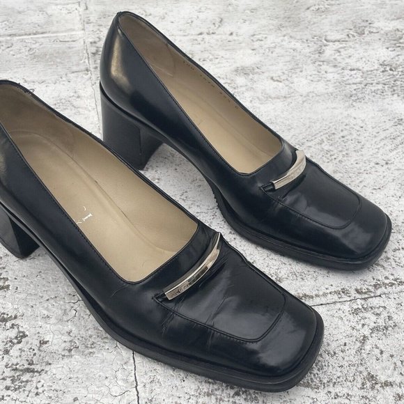 Gucci Women Shoes Black Leather Vintage Pull On Shoes Made In Italy Size 35.5C - Picture 3 of 12